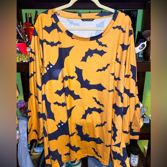 BloomChic Halloween Bat Print Pajama Set 3x 22/24 Orange and Black - Picture 1 of 10